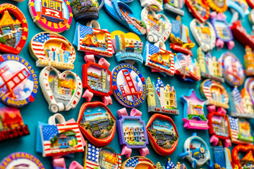 Close up of a lot of San Francisco magnets