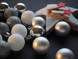christmas balls on black background