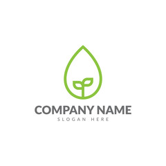 Green water logo vector deign template, water and plant