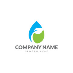 Green water logo vector deign template, water and leaf