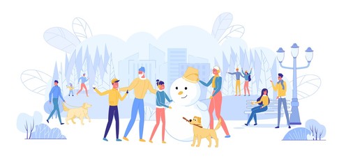 Dwellers Spending Time in Winter Park, Family.