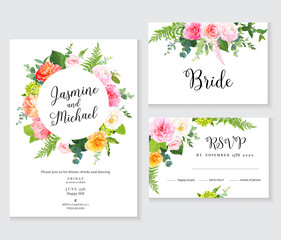 Floral wedding vector frames