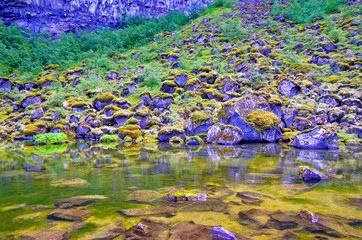 Asbyrgi Canyon and Lake with Cliffs © Tamme Wichmann