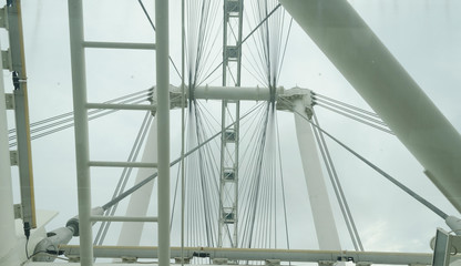 Metal and cables in Core Structure of  Singapore Flyer Giant Whee;