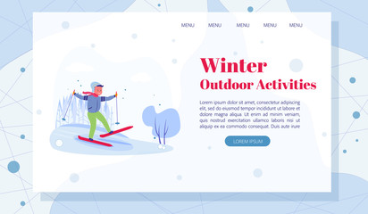 Fototapeta na wymiar Landing Page Offering Winter Outdoor Activities