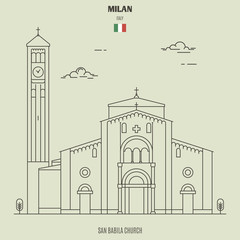 San Babila in Milan, Italy. Landmark icon