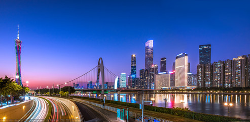 Obraz premium City night view of Guangzhou Financial Center in Guangdong