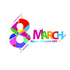 March 8 International Women's Day greeting card template. Banner, flyer for March 8. Congratulation and wish a happy holiday card. Vector.