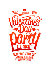 Valentine's day party poster design, copy space for text