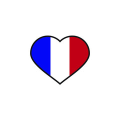 love with France flag logo vector simple icon illustration for politic, education, business and many others