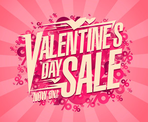 Valentine's day sale banner design, lettering vector illustration