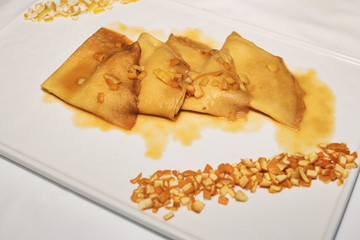 Freshly prepared omelettes in an invitation refreshment party