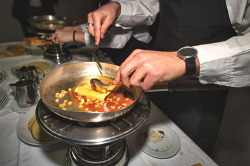 Preparation of Omelettes at a party banquet