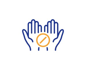 Medicine drugs sign. Medical tablet line icon. Pharmacy medication symbol. Colorful outline concept. Blue and orange thin line medical tablet icon. Vector