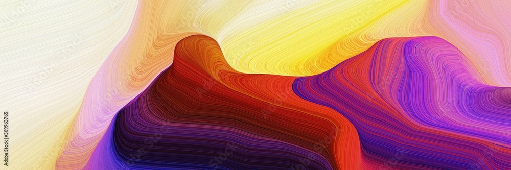 Poster horizontal colorful abstract wave background with very dark violet, moderate pink and bisque colors.