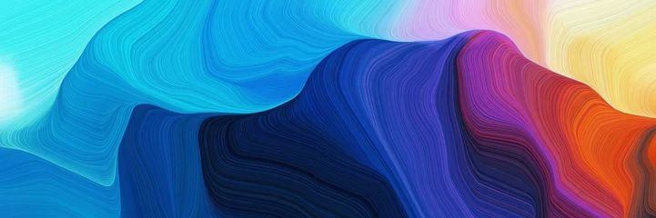  horizontale kleurrijke abstracte golfachtergrond met donkere zalm, stevig hout en sterke blauwe kleuren. kan worden gebruikt als textuur, achtergrond of wallpaper © Eigens
