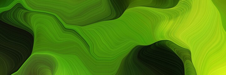 horizontal artistic colorful abstract wave background with dark green, very dark green and yellow green colors. can be used as texture, background or wallpaper