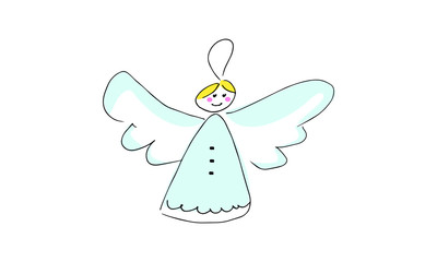 hand-drawn angel . cute Christmas tree decoration Doodle. use as a clipart, print on clothes, in greeting cards, in the design of your website or packaging. enjoy	