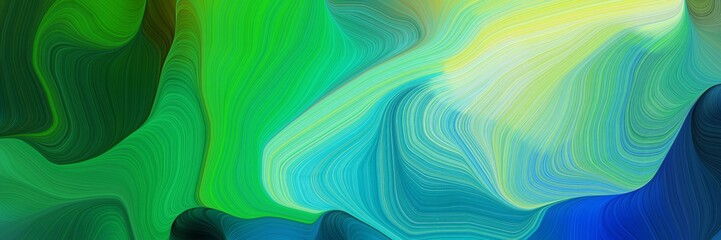 horizontal modern colorful abstract wave background with medium sea green, pale green and very dark blue colors. can be used as texture, background or wallpaper - 309964329