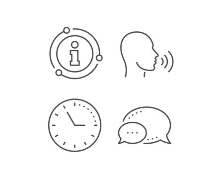 Human sing line icon. Chat bubble, info sign elements. Talk sign. Person speak symbol. Linear human sing outline icon. Information bubble. Vector