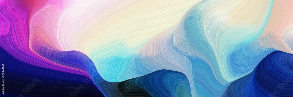 Poster horizontal colorful abstract wave background with midnight blue, light gray and moderate violet colo