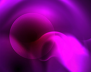 Shiny neon geometric waves template