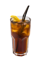 Alcoholic cocktails with ice in glass glasses on a white background.