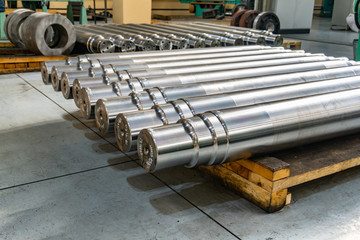 Shafts in the warehouse after turning at the factory.