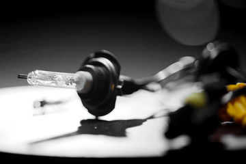 Xenon lamp on the table. appearance of a xenon lamp.
