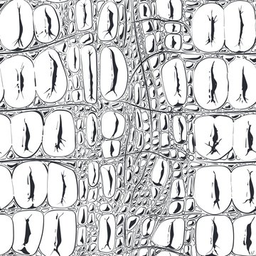 Vector line seamless pattern of crocodile textured leather. hand drawn skin imitation