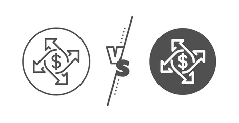Dollar sign. Versus concept. Payment exchange line icon. Finance transfer symbol. Line vs classic payment exchange icon. Vector