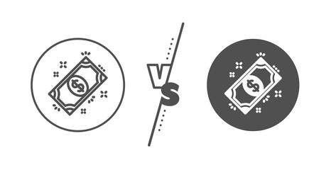 Dollar exchange sign. Versus concept. Payment line icon. Finance symbol. Line vs classic payment icon. Vector