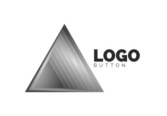Fototapeta premium Triangle icon geometric logo template. Minimal geometrical design, 3d geometric bold symbol in relief style with color blend steps effect. Vector Illustration For Button, Banner, Background