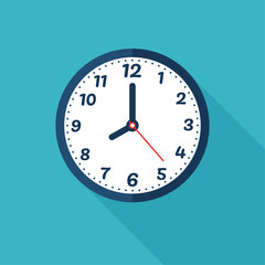 Clock icon. Vector simple modern wall clock Working time alert.