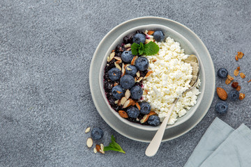 Cottage cheese with fresh berry, nuts and honey