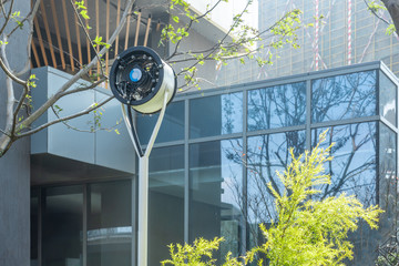 High-cylinder external rotor axial flow fan, sprayer in high-tech residential area  