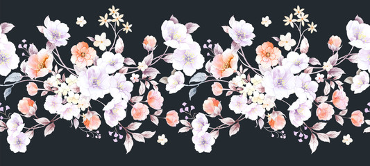 Combination of watercolor flower elements