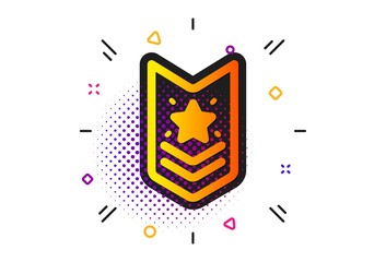 Star award sign. Halftone circles pattern. Shoulder strap stars icon. Best rank symbol. Classic flat shoulder strap icon. Vector