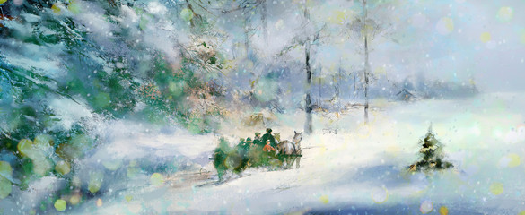 weihnachten winter wald lichter illustration © bittedankeschön