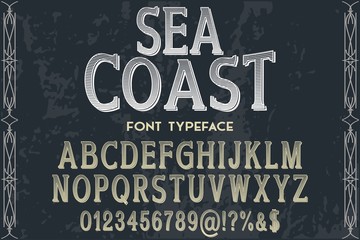 abc Font alphabet Script Typeface handcrafted handwritten vector label design old style.Shadow Effect.vintage Hand Drawn.Retro Typography.Vector Illustration. sea coast