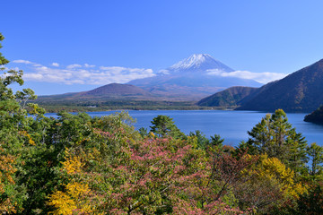 Naklejka na ściany i meble 本栖湖から眺める富士山