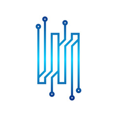 Circuit logo design vector template, Circular logo icon, Link icon with dot, Circuit element, Creative design, Icon Technology