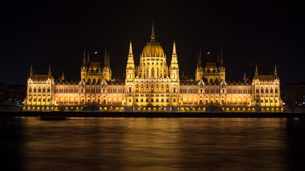 Fototapeta na wymiar View of the Hungarian Parliament building at night. Capital city Budapest.