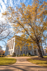 Fototapeta na wymiar View of North Carolina State Capitol building in fall season,Raleigh,NC,USA