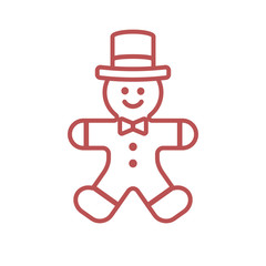 icon, gingerbread, man, present, set, christmas, decoration, sign,  bow, symbol, element, holiday, new year,  berry, celebration, vector, isolated, happy, winter, entertainment, candlestick, cap, hat,