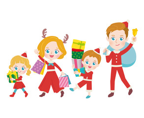 Obraz premium 家族 クリスマス イラスト 