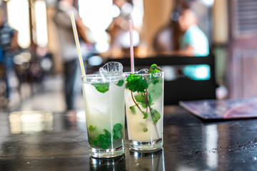 Mojito cocktail in a bar in Cuba / Havana