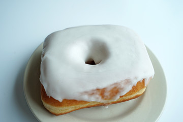 Close up Vanilla glazed donut