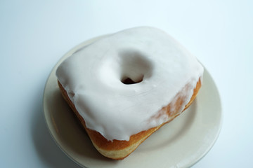 Close up Vanilla glazed donut