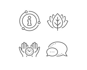 Safe time line icon. Chat bubble, info sign elements. Clock sign. Office management symbol. Linear safe time outline icon. Information bubble. Vector